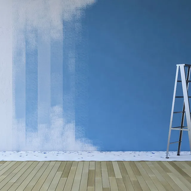 painting wall blue empty room